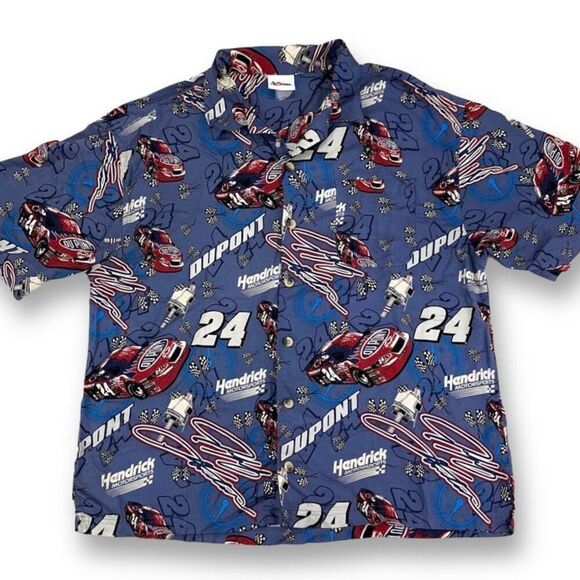 Vintage JEFF GORDON Shirt Mens XXL Button‎ Up DUPONT Racing AOP NASCAR #24 90s - Picture 1 of 8
